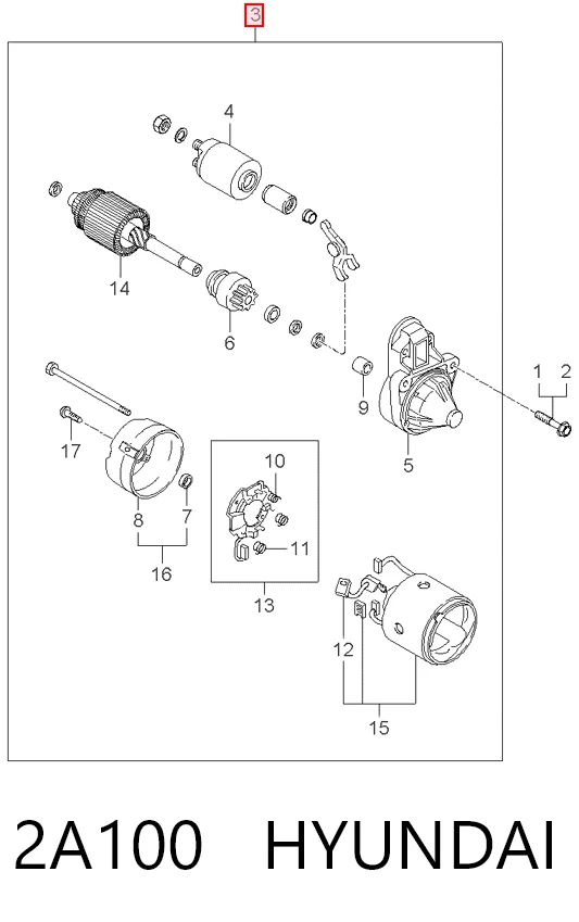 2A100 Hyundai/Kia Motor de arranco