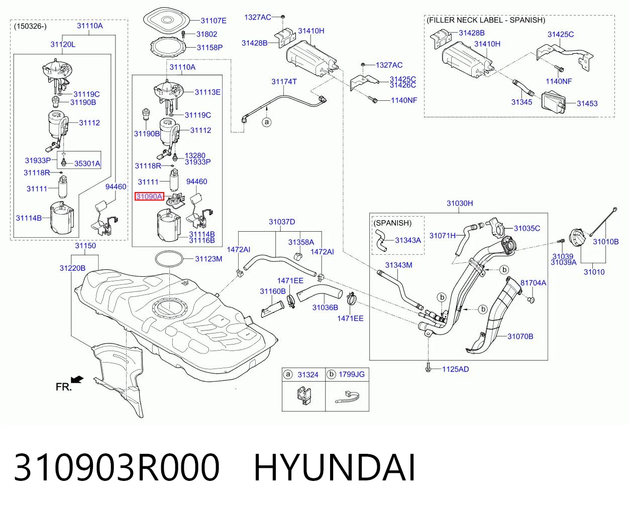 310903R000 Hyundai/Kia Filtro de malha de bomba de gasolina
