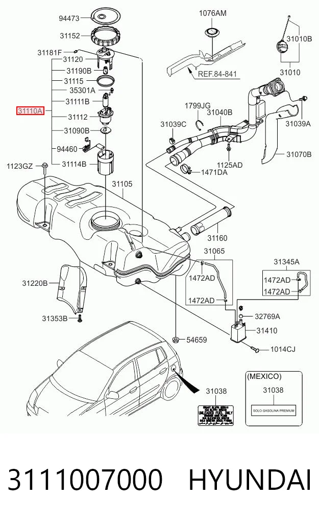 3111007000 Hyundai/Kia Módulo de bomba de combustível com sensor do nível de combustível