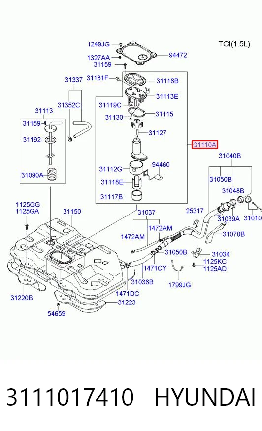 Bomba de combustível elétrica submersível Hyundai Elantra III XD