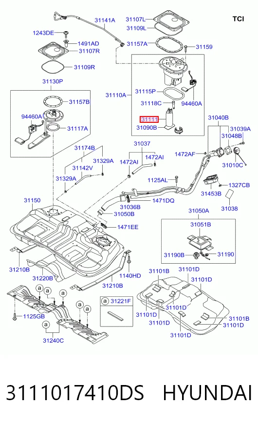  Bomba de combustível elétrica submersível Hyundai Matrix monovolume (FC) (2005 - 2008) 