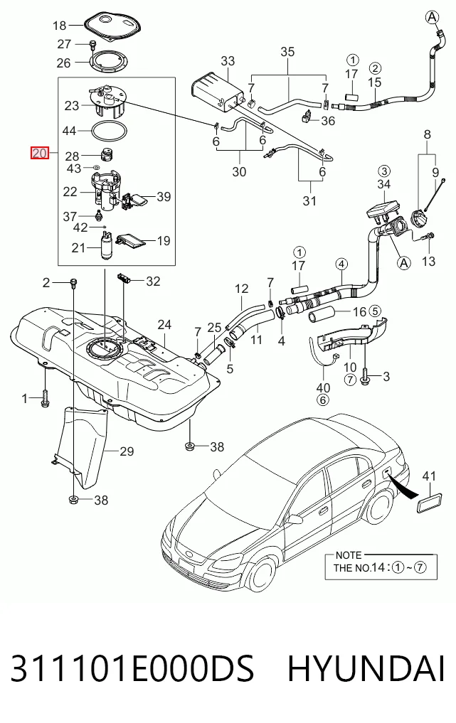 311101E000DS Hyundai/Kia Módulo de bomba de combustível com sensor do nível de combustível