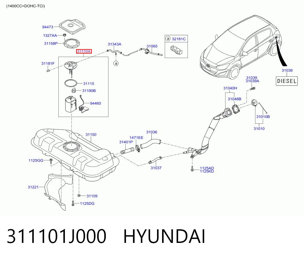 311101J000 Hyundai/Kia Módulo de bomba de combustível com sensor do nível de combustível