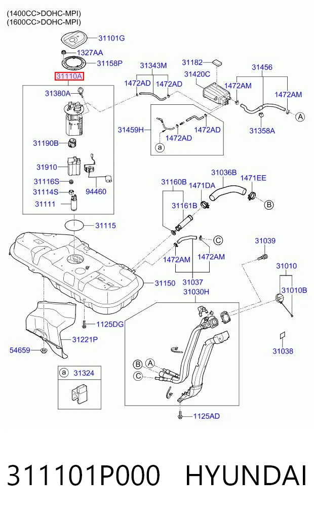 311101P000 Hyundai/Kia Módulo de bomba de combustível com sensor do nível de combustível