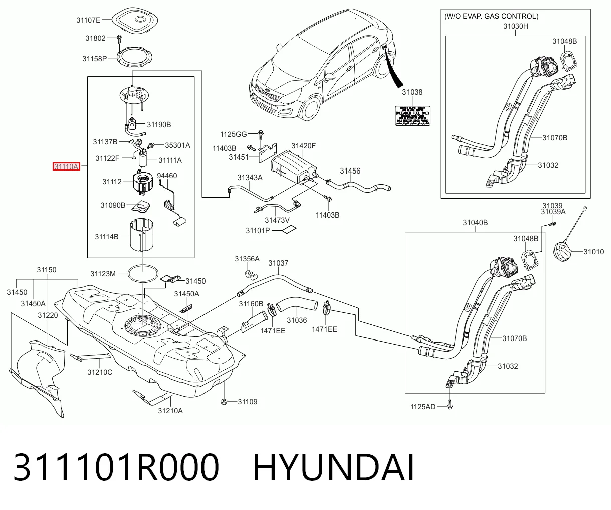311101R000 Hyundai/Kia Módulo de bomba de combustível com sensor do nível de combustível