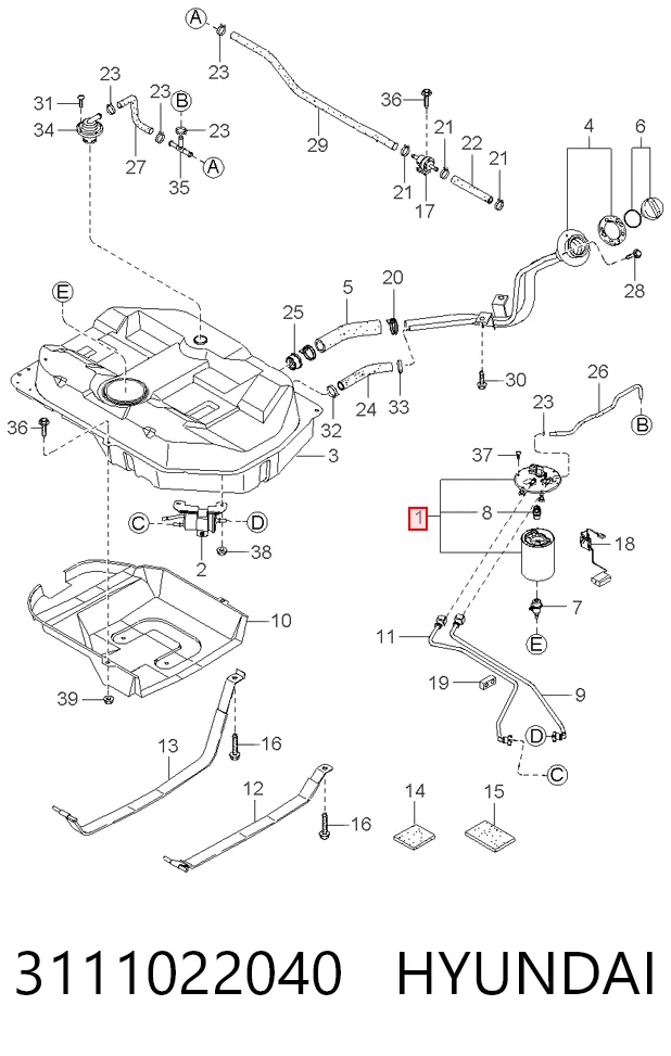 3111022040 Hyundai/Kia Elemento de turbina da bomba de combustível