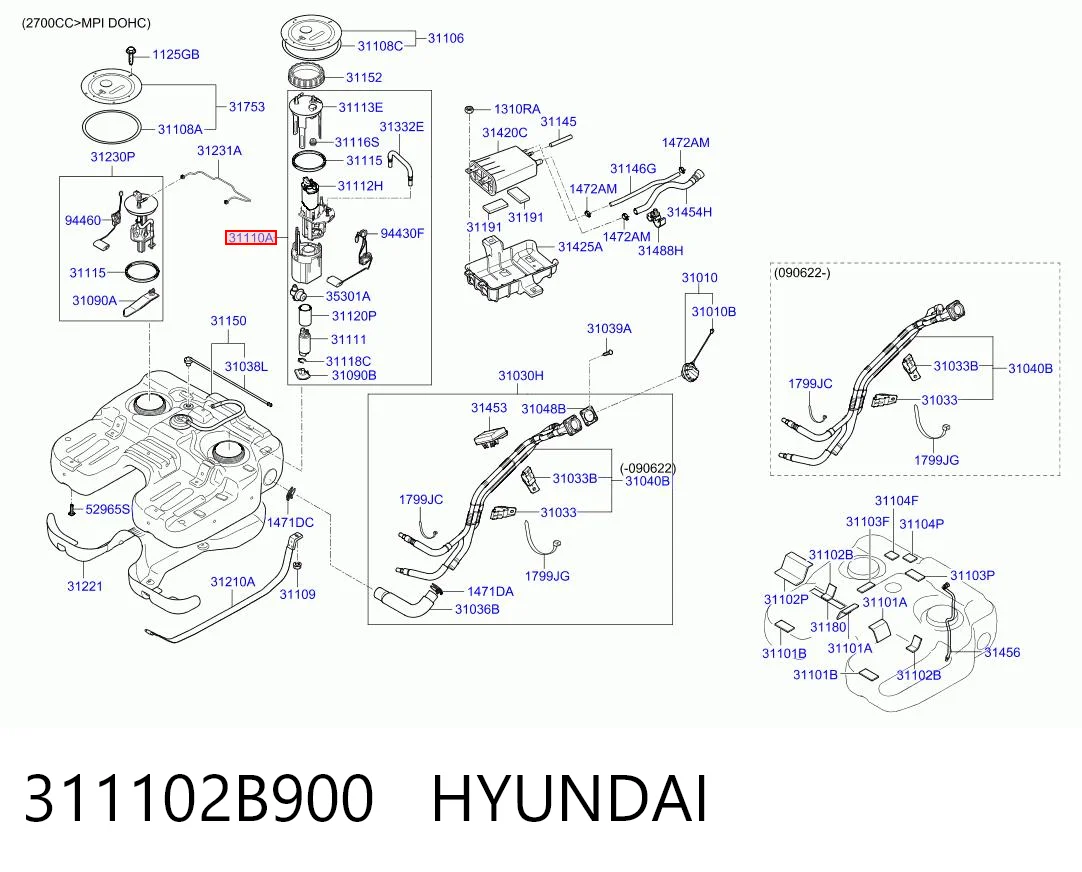 311102B900 Hyundai/Kia Módulo de bomba de combustível com sensor do nível de combustível