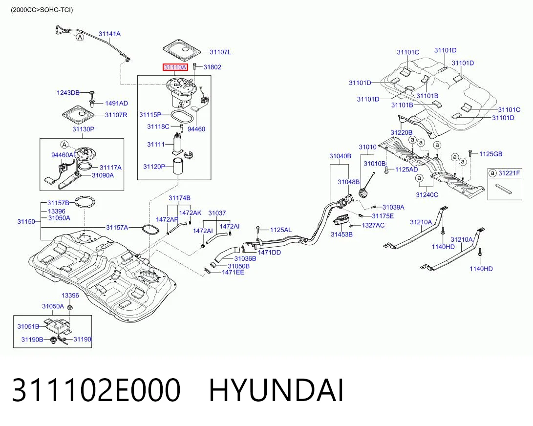 311102E000 Hyundai/Kia Módulo de bomba de combustível com sensor do nível de combustível