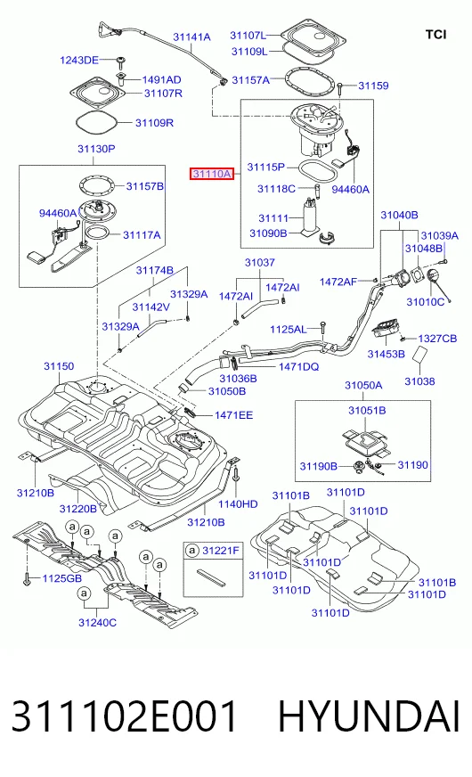 311102E001 Hyundai/Kia Módulo de bomba de combustível com sensor do nível de combustível