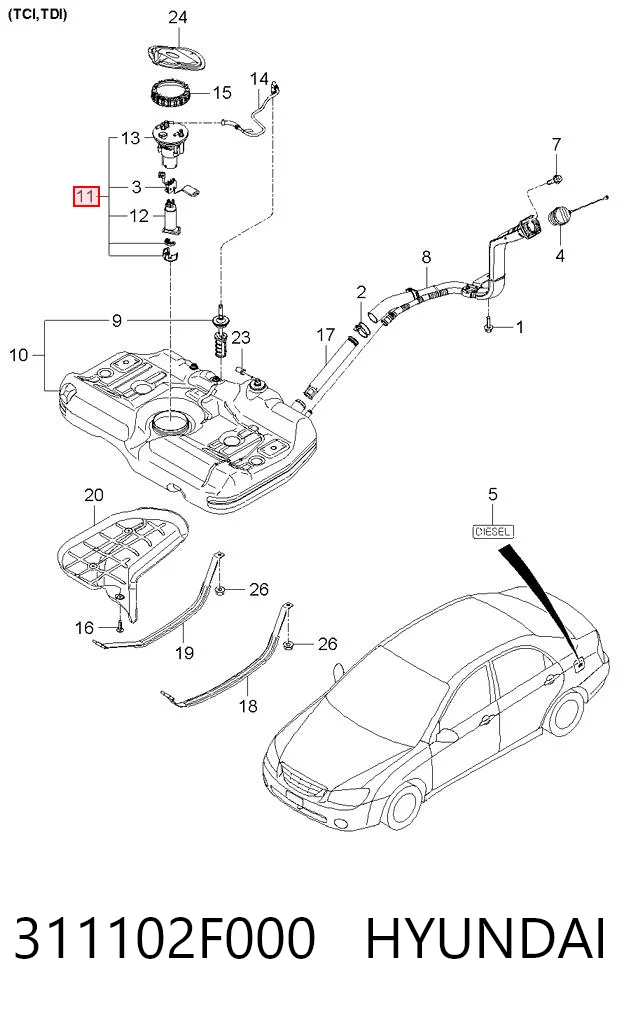 Módulo de bomba de combustível com sensor do nível de combustível KIA Cerato  LD ao melhor preço