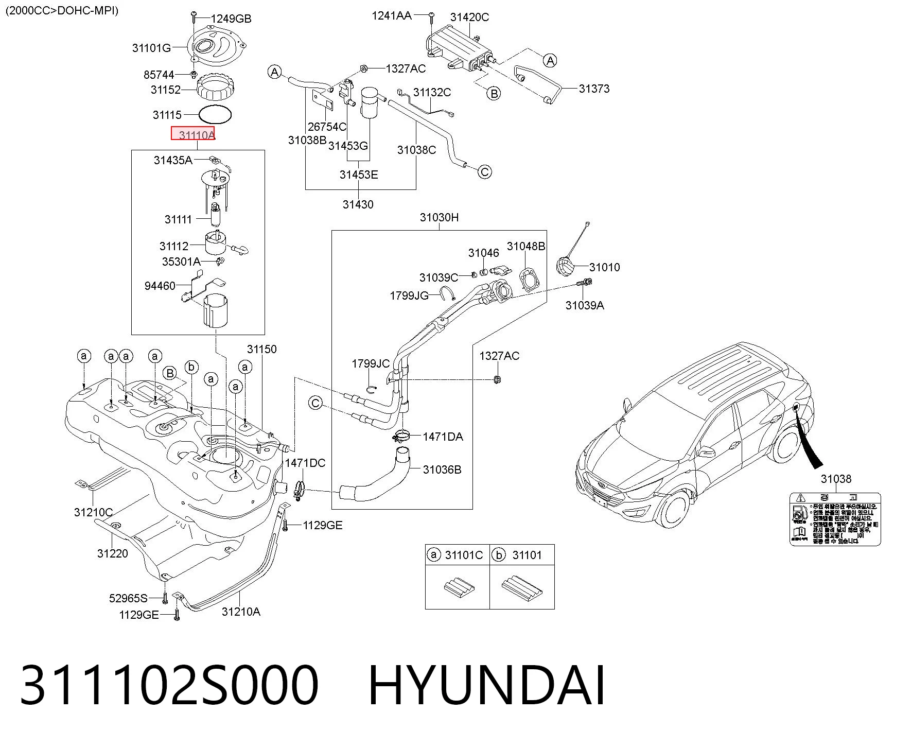 311102S000 Hyundai/Kia Módulo de bomba de combustível com sensor do nível de combustível