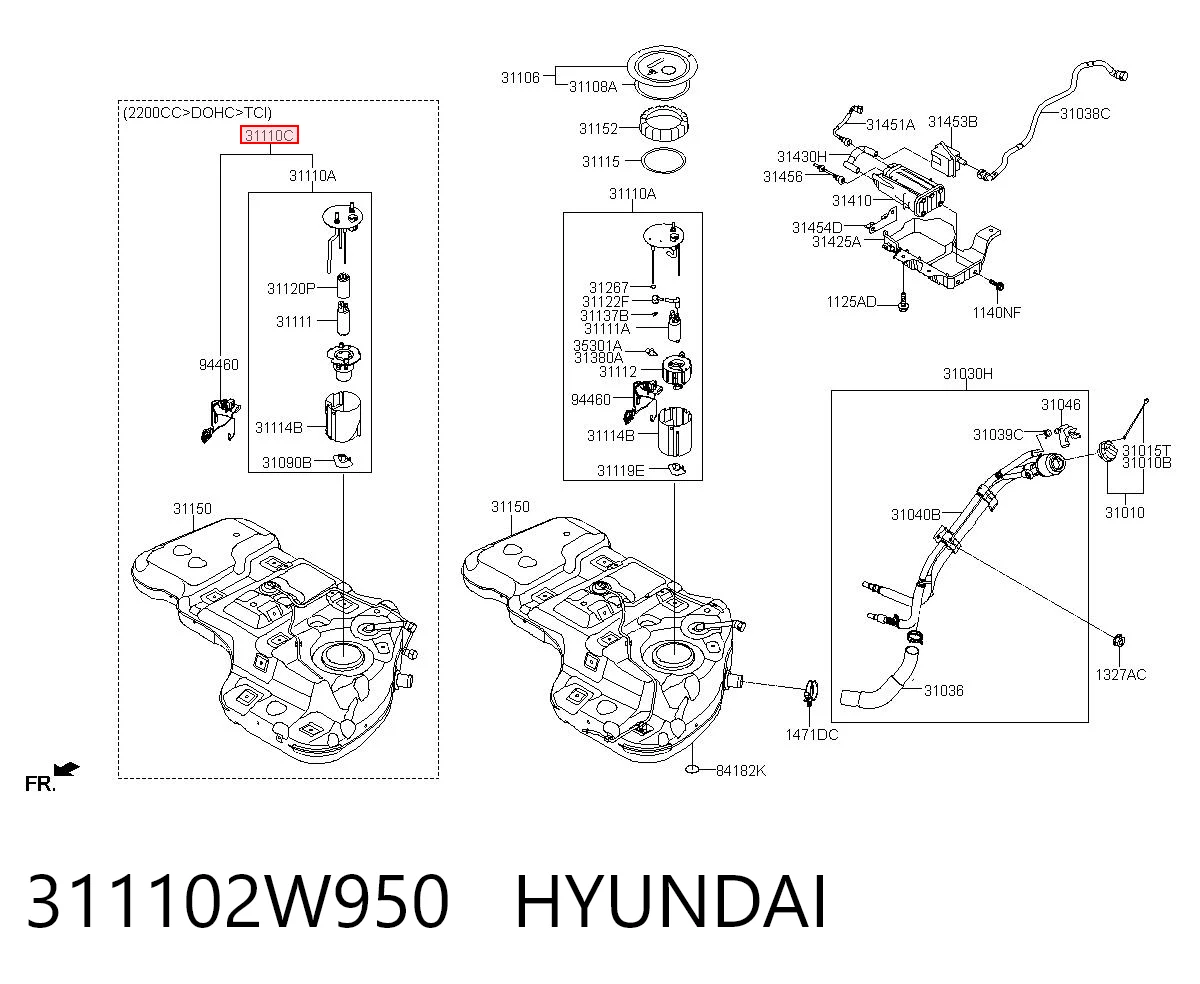 Módulo de bomba de combustível com sensor do nível de combustível para Hyundai Santa Fe III DM