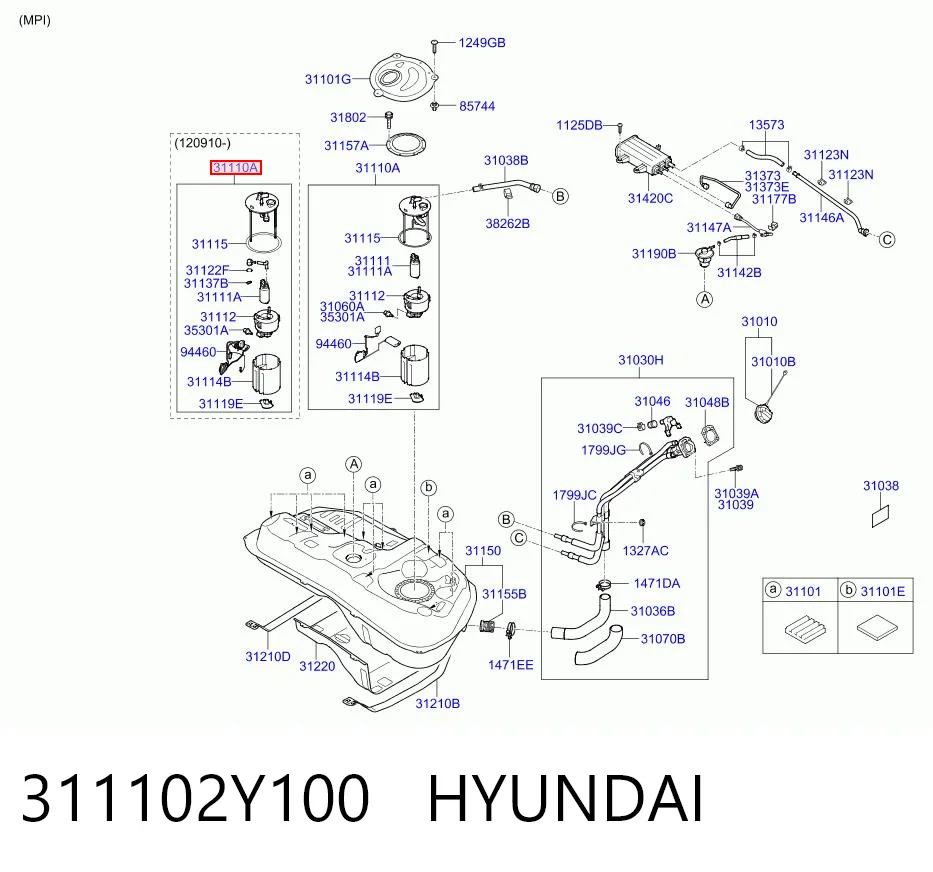 311102Y100 Hyundai/Kia Módulo de bomba de combustível com sensor do nível de combustível