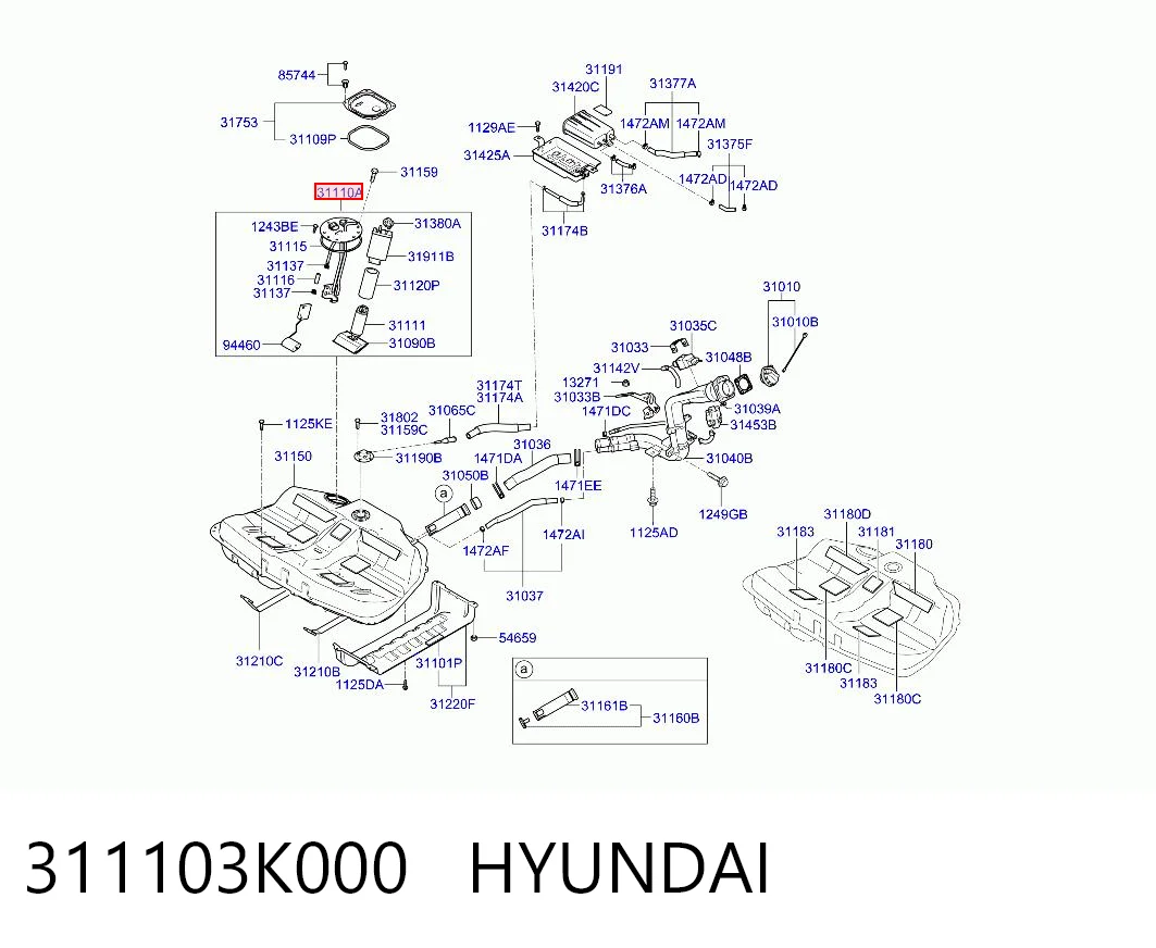 311103K000 Hyundai/Kia Módulo de bomba de combustível com sensor do nível de combustível