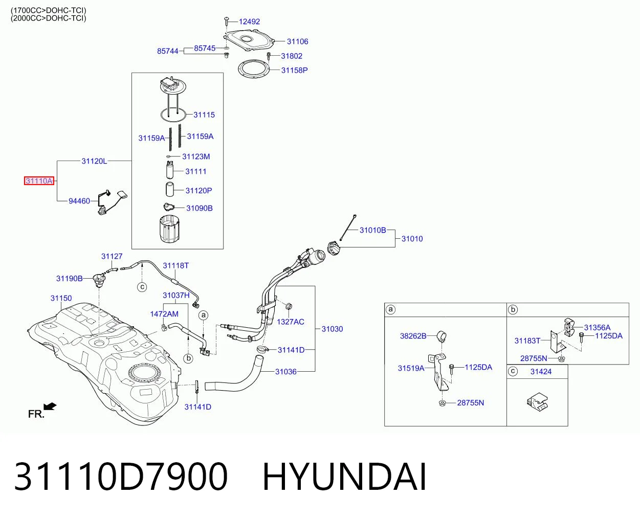 31110D7900 Hyundai/Kia Módulo de bomba de combustível com sensor do nível de combustível