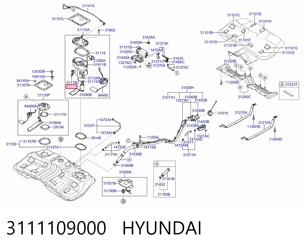 3111109000 Hyundai/Kia Elemento de turbina da bomba de combustível