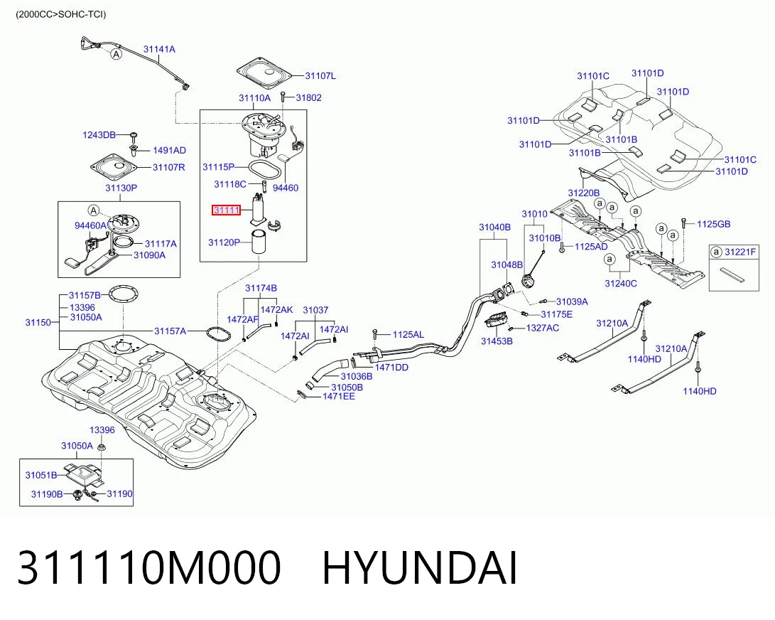 311110M000 Hyundai/Kia Elemento de turbina da bomba de combustível