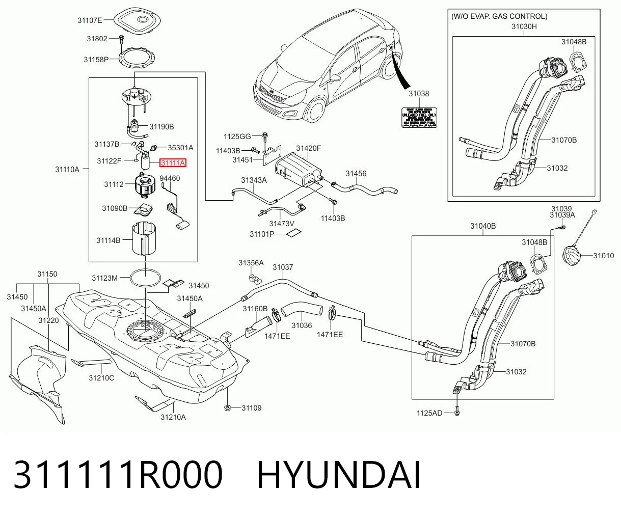 311111R000 Hyundai/Kia Elemento de turbina da bomba de combustível