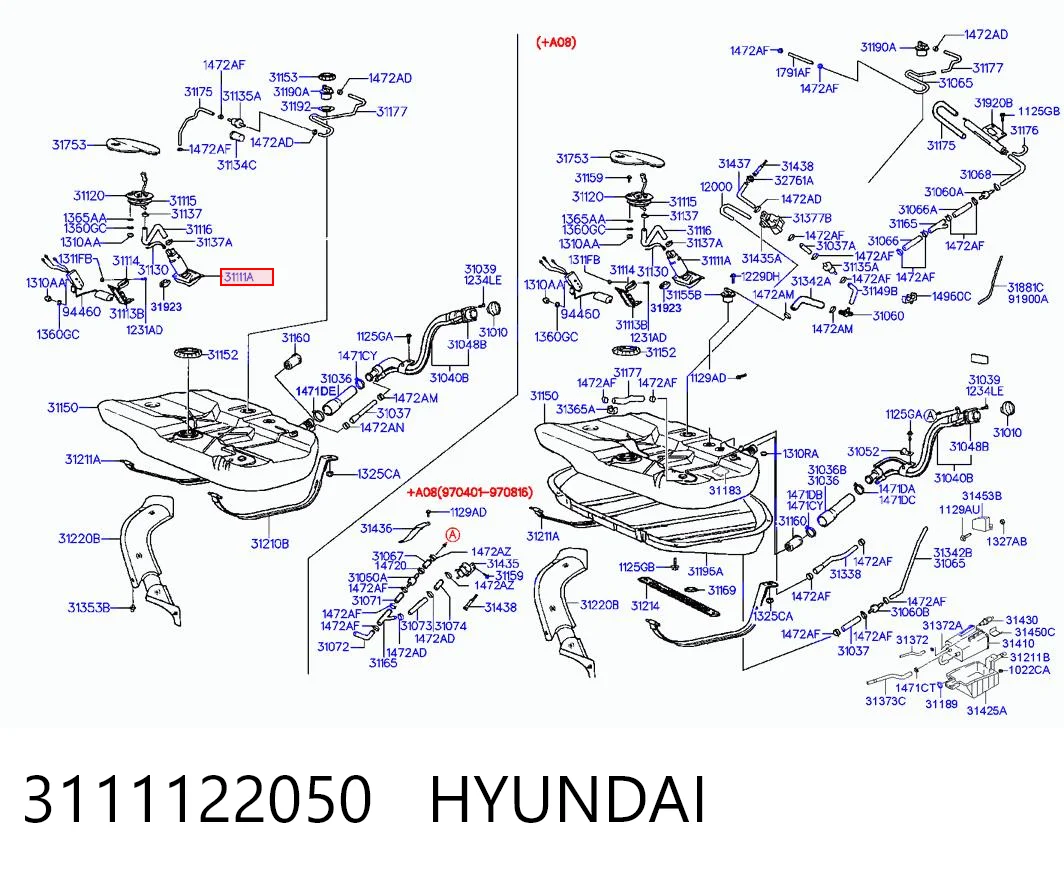 3111122050 Hyundai/Kia Bomba de combustível elétrica submersível
