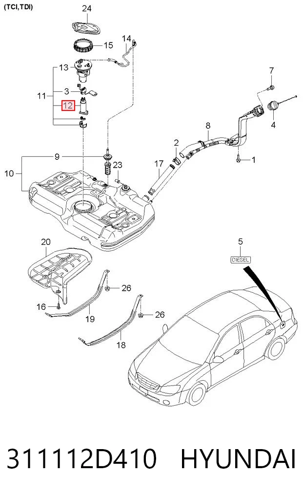 311112D410 Hyundai/Kia Bomba de combustível elétrica submersível