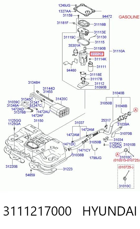 3111217000 Hyundai/Kia Filtro de combustível