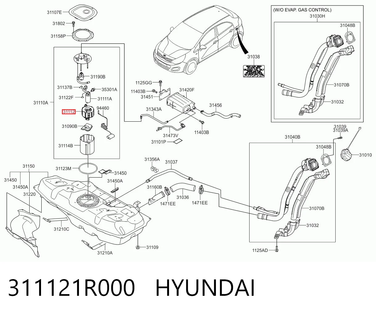311121R000 Hyundai/Kia Filtro de combustível