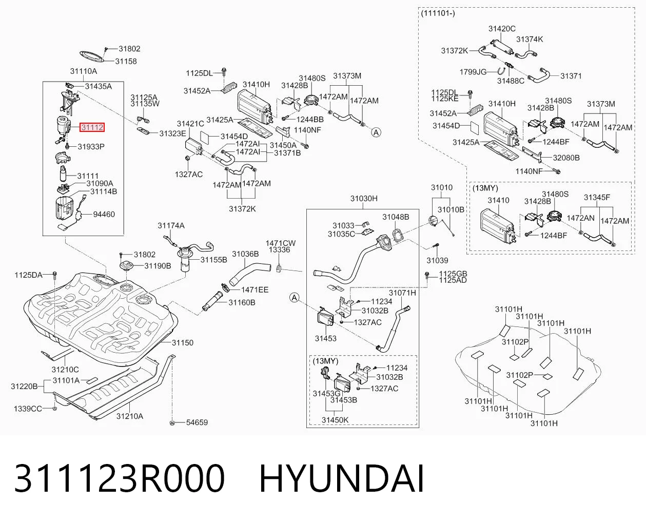 311123R000 Hyundai/Kia Filtro de combustível