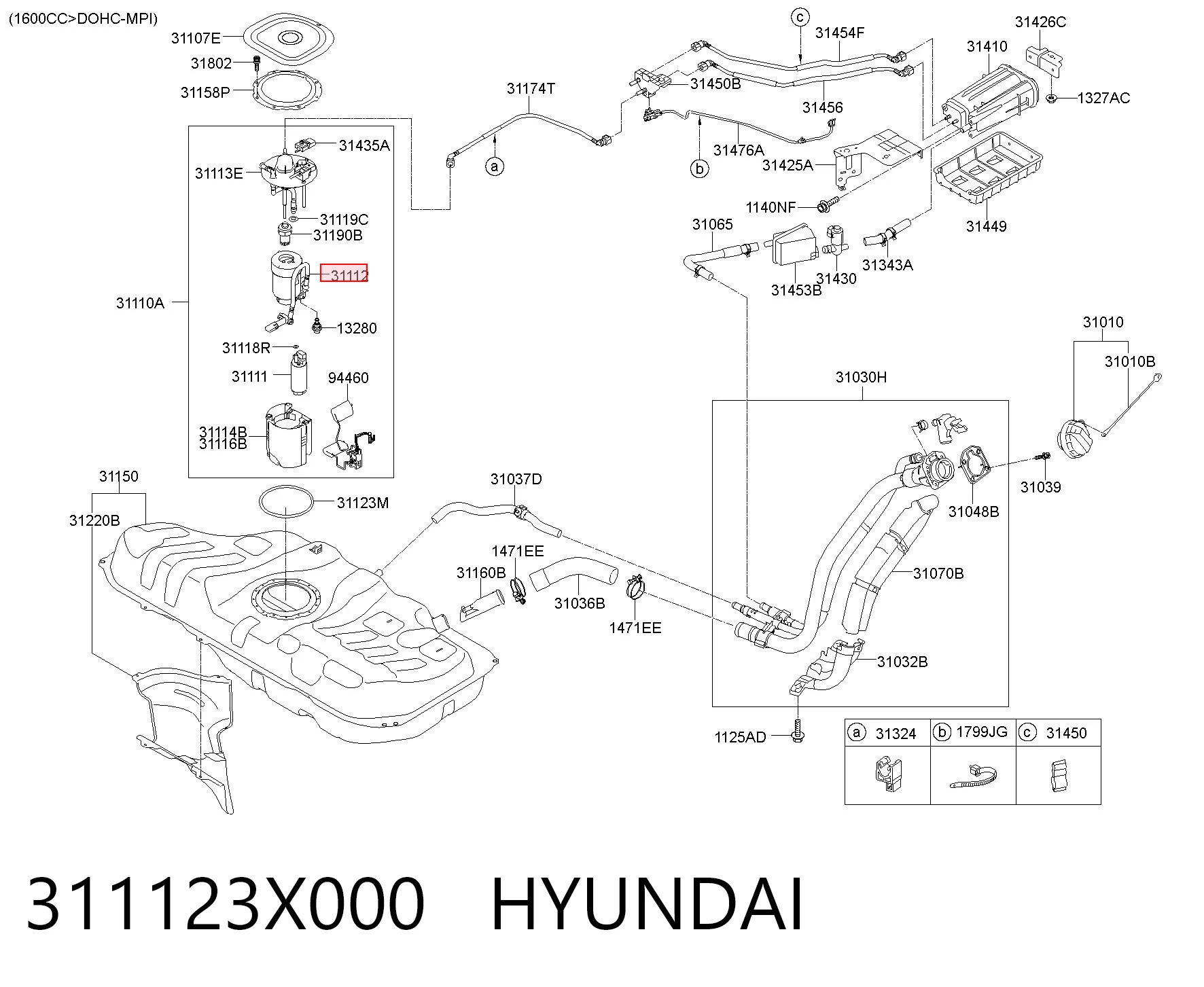 311123X000 Hyundai/Kia Filtro de combustível