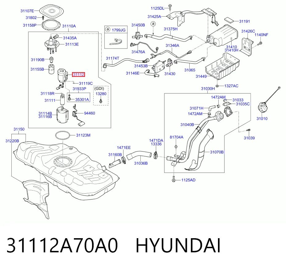 31112A70A0 Hyundai/Kia Filtro de combustível