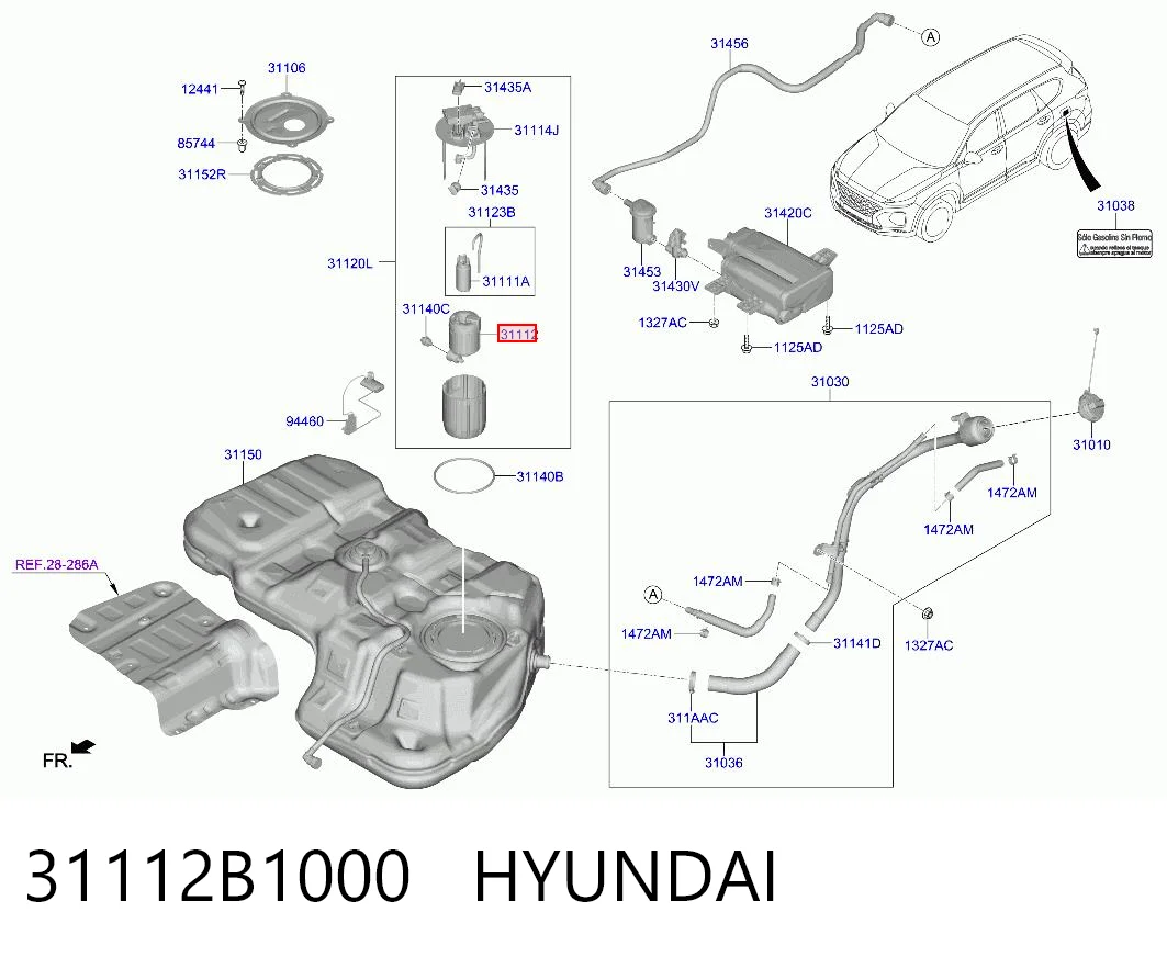 31112B1000 Hyundai/Kia Filtro de combustível