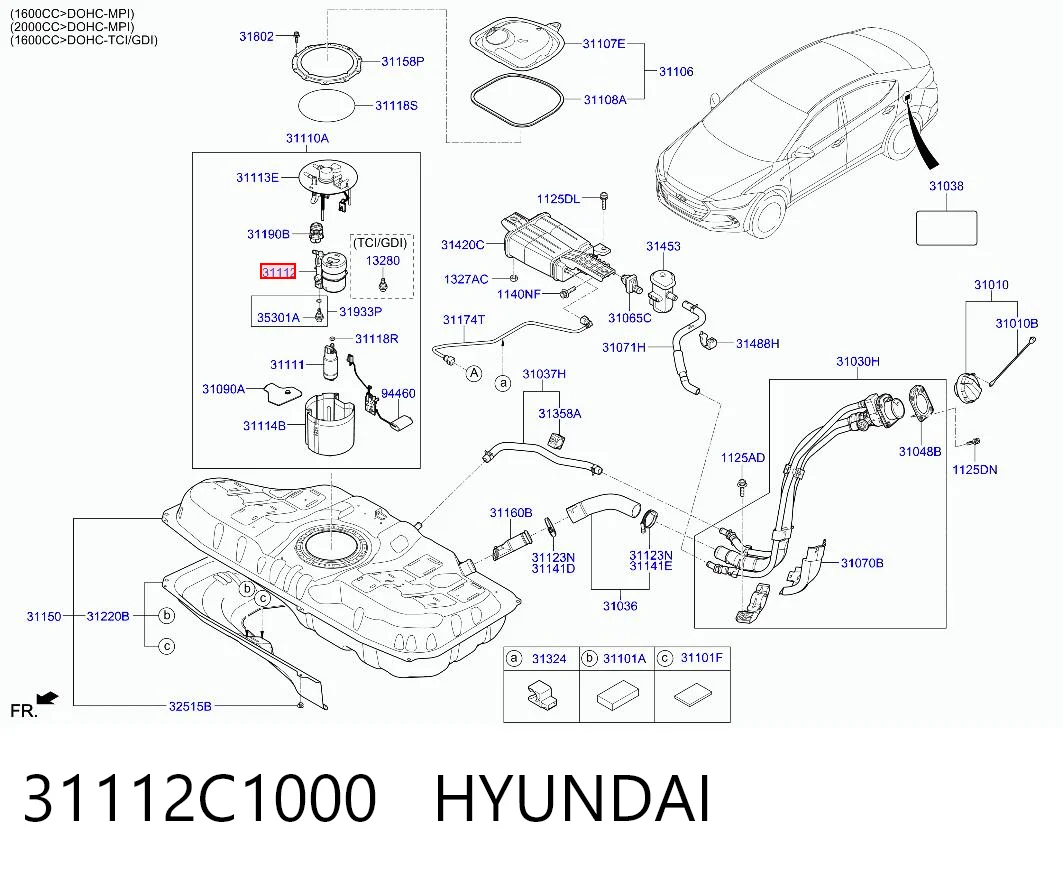 31112C1000 Hyundai/Kia Filtro de combustível
