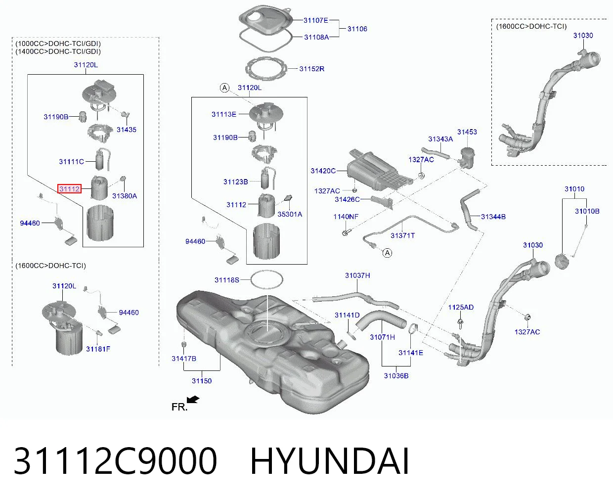 31112C9000 Hyundai/Kia Filtro de combustível