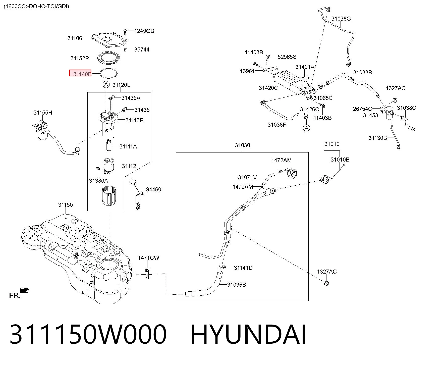 311150W000 Hyundai/Kia Vedante de sensor do nível de combustível/da bomba de combustível (tanque de combustível)