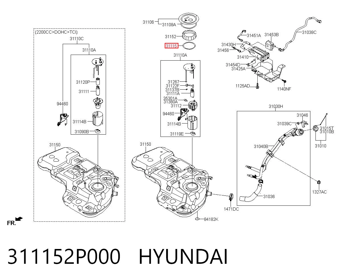 311152P000 Hyundai/Kia Vedante de sensor do nível de combustível/da bomba de combustível (tanque de combustível)