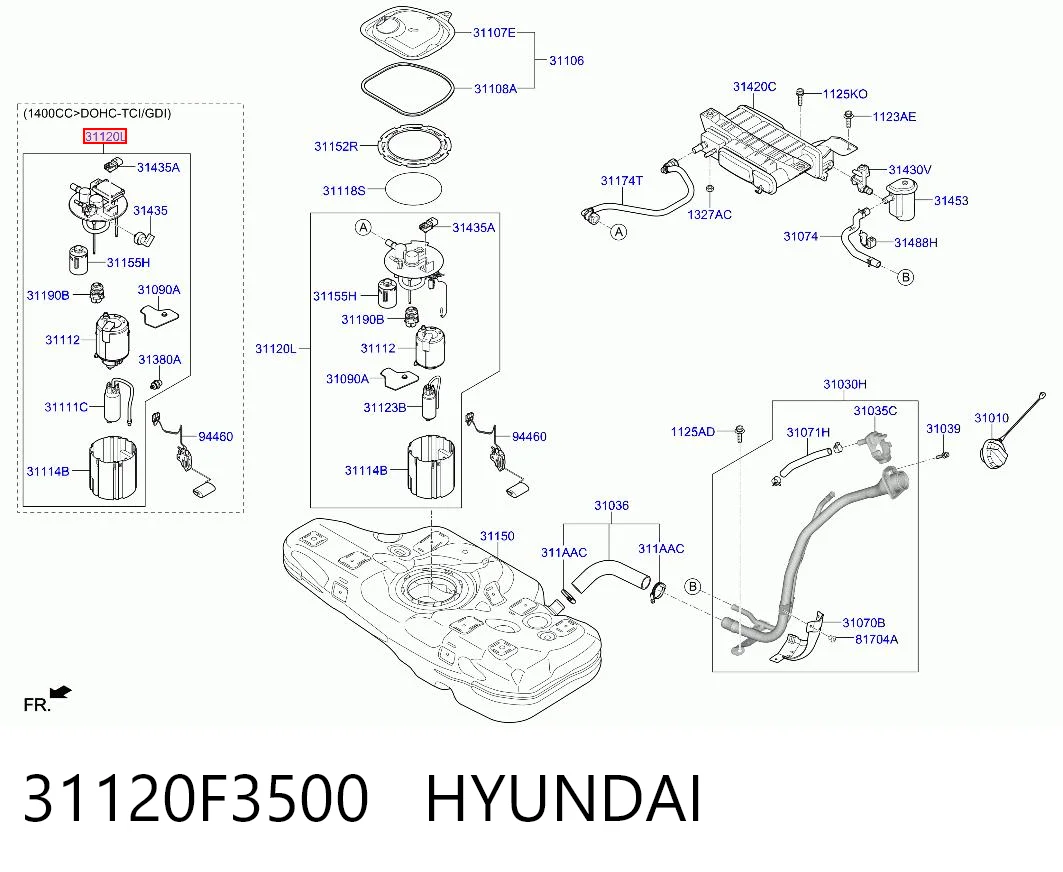 31120F3500 Hyundai/Kia Módulo de bomba de combustível com sensor do nível de combustível