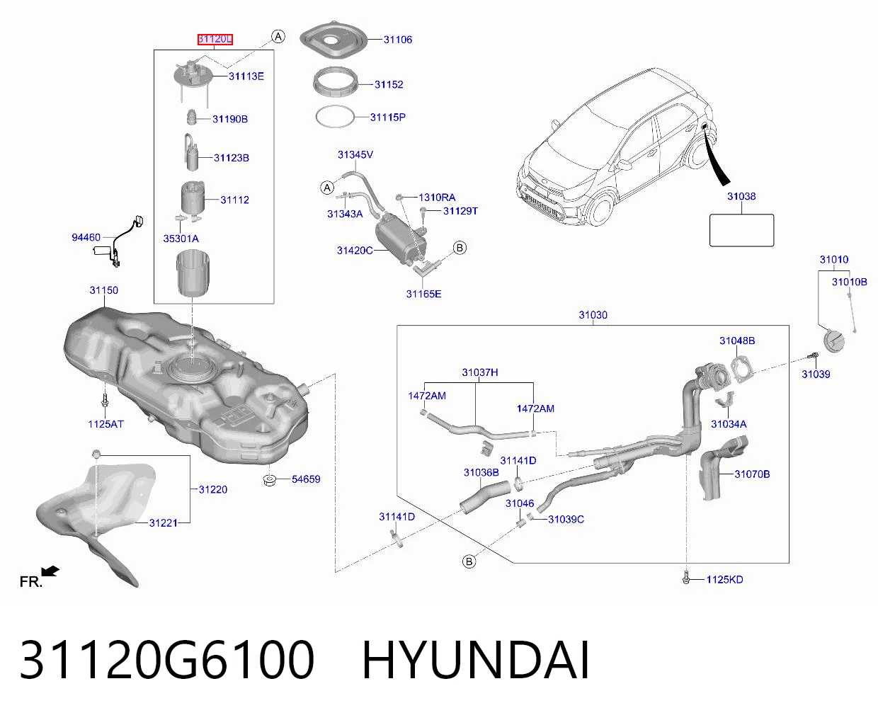 31120G6100 Hyundai/Kia Módulo de bomba de combustível com sensor do nível de combustível