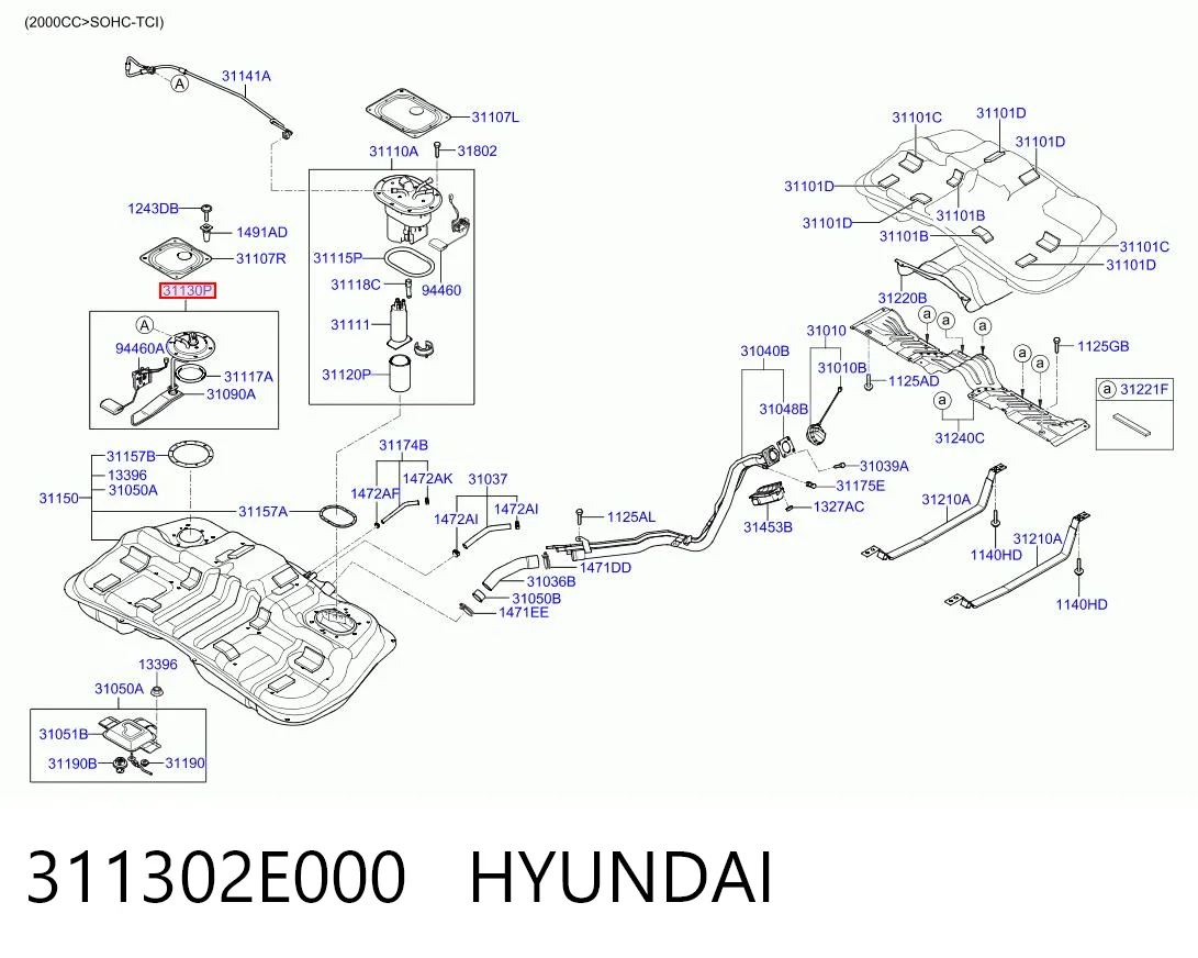 311302E000 Hyundai/Kia Sensor do nível de combustível no tanque