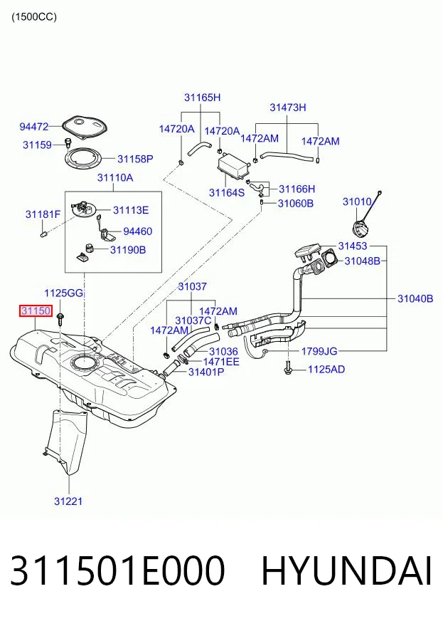 Tanque de combustível para KIA Rio II JB