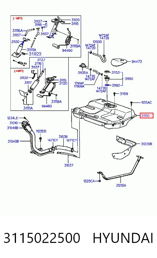Tanque de combustível para Hyundai Accent I 