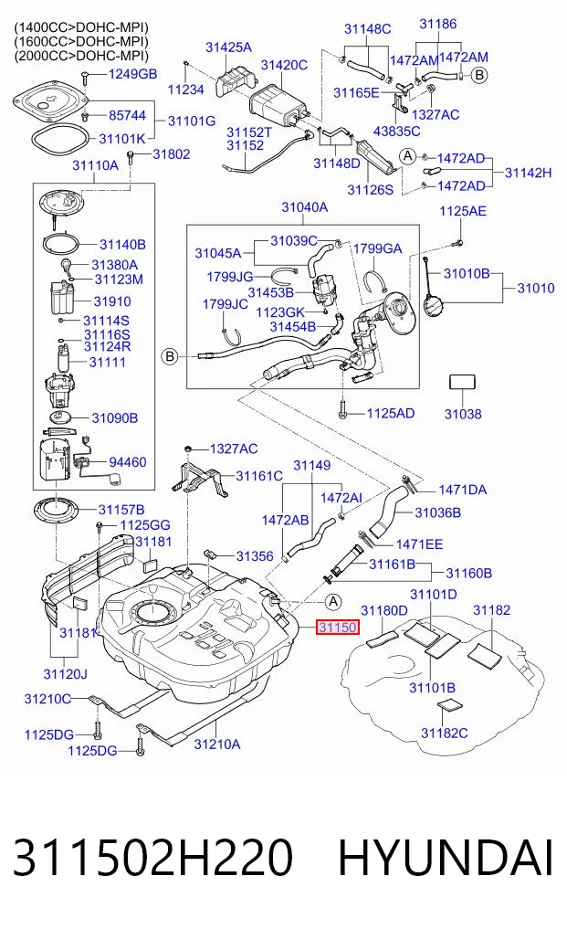 Tanque de combustível Hyundai Elantra IV HD ao melhor preço