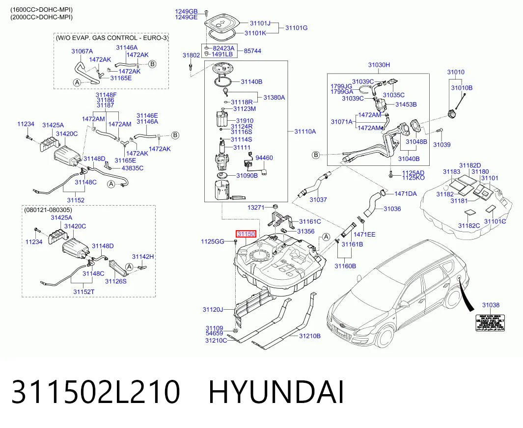 Tanque de combustível para KIA Ceed  ED