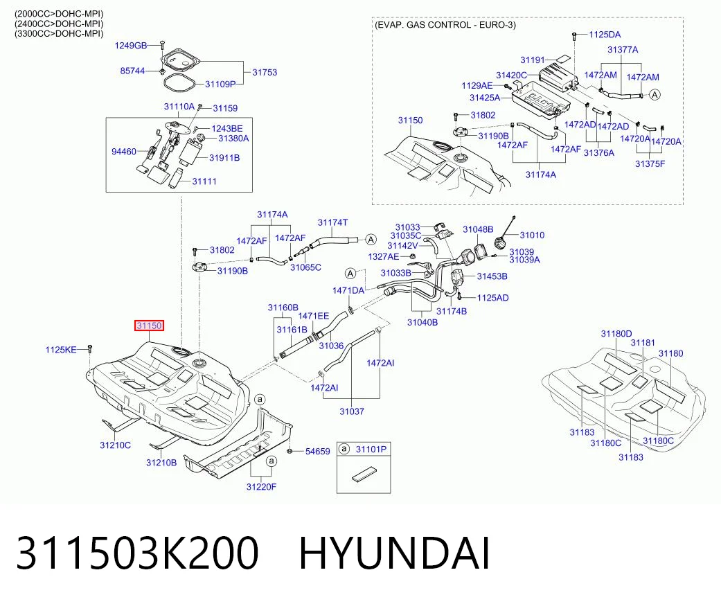 Tanque de combustível para Hyundai Sonata NF