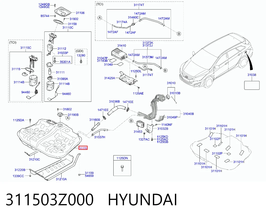 Tanque de combustível Hyundai I40  VF ao melhor preço