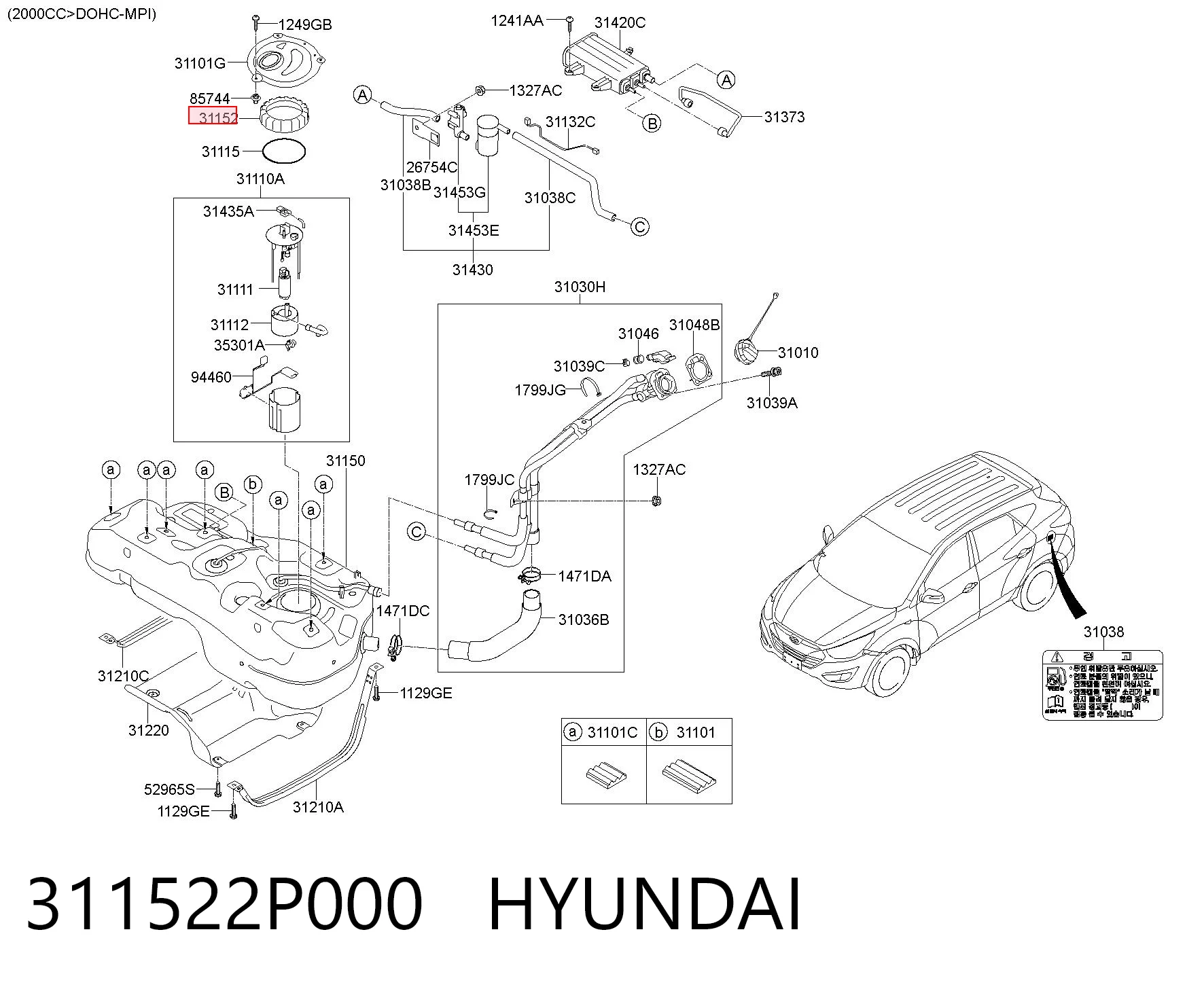 311522P000 Hyundai/Kia Tampa da bomba de combustível