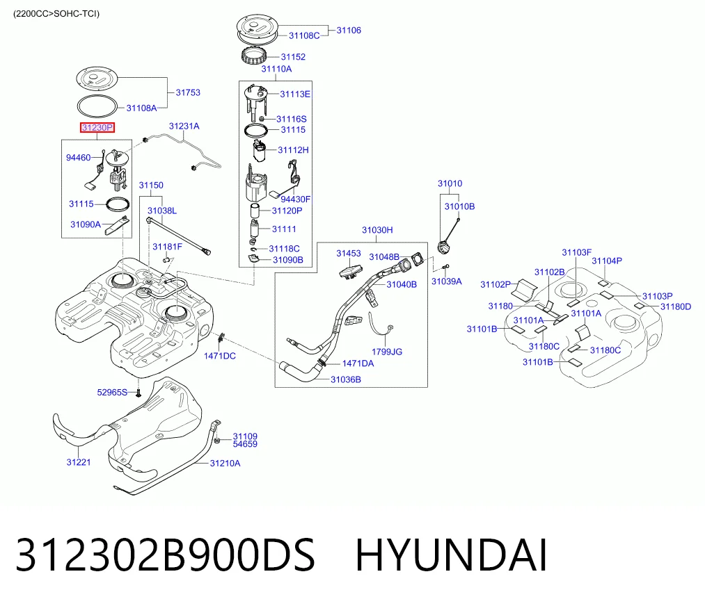 Sensor do nível de combustível no tanque Hyundai Santa Fe II CM ao melhor preço