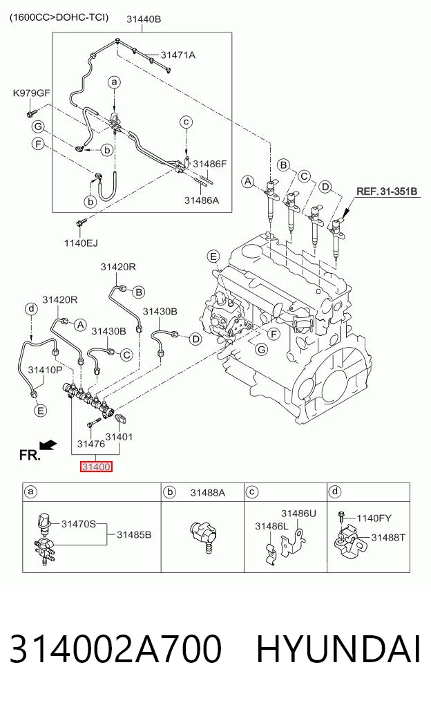 314002A700 Hyundai/Kia Distribuidor de combustível (rampa)