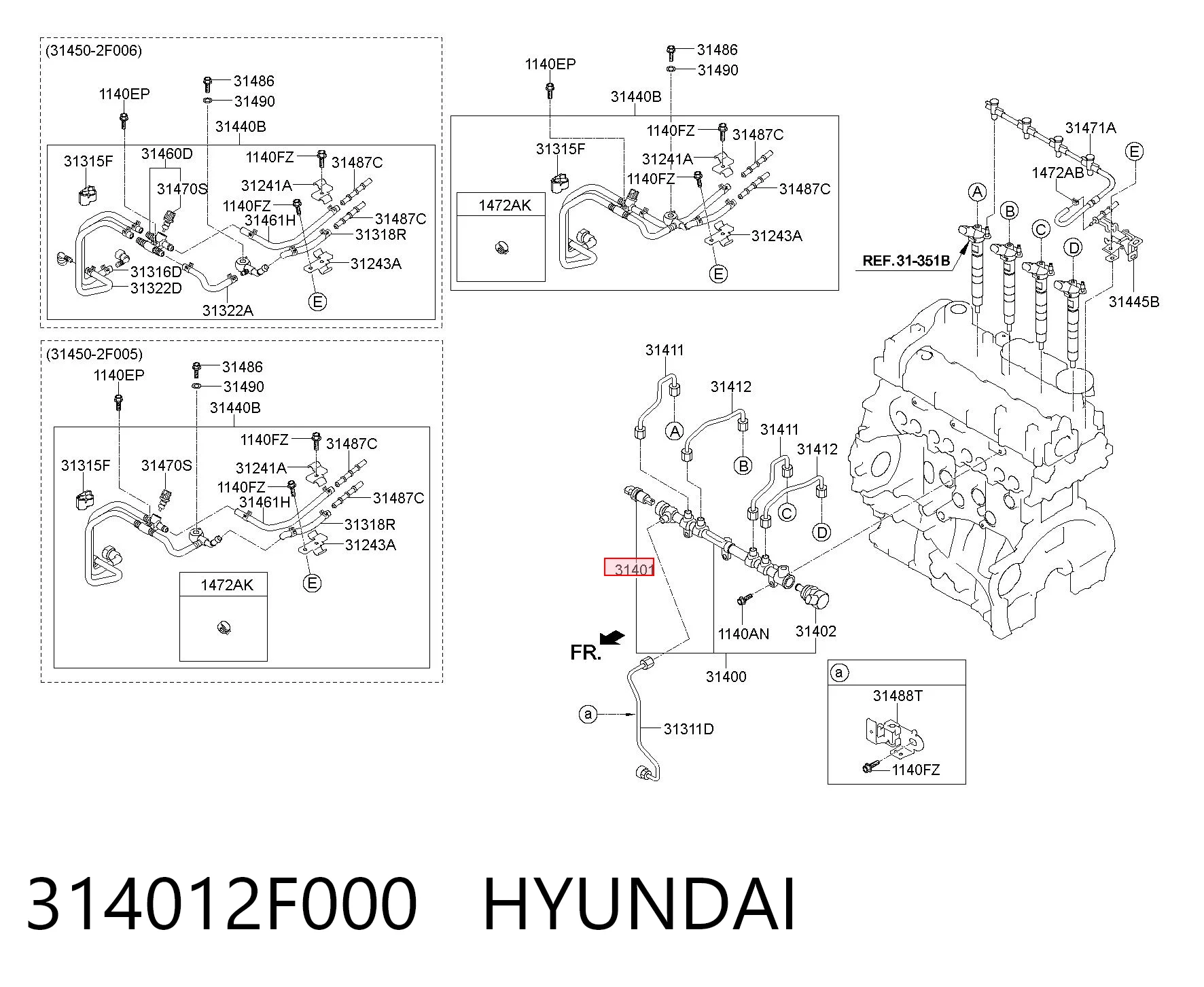 314012F000 Hyundai/Kia Sensor de pressão de combustível