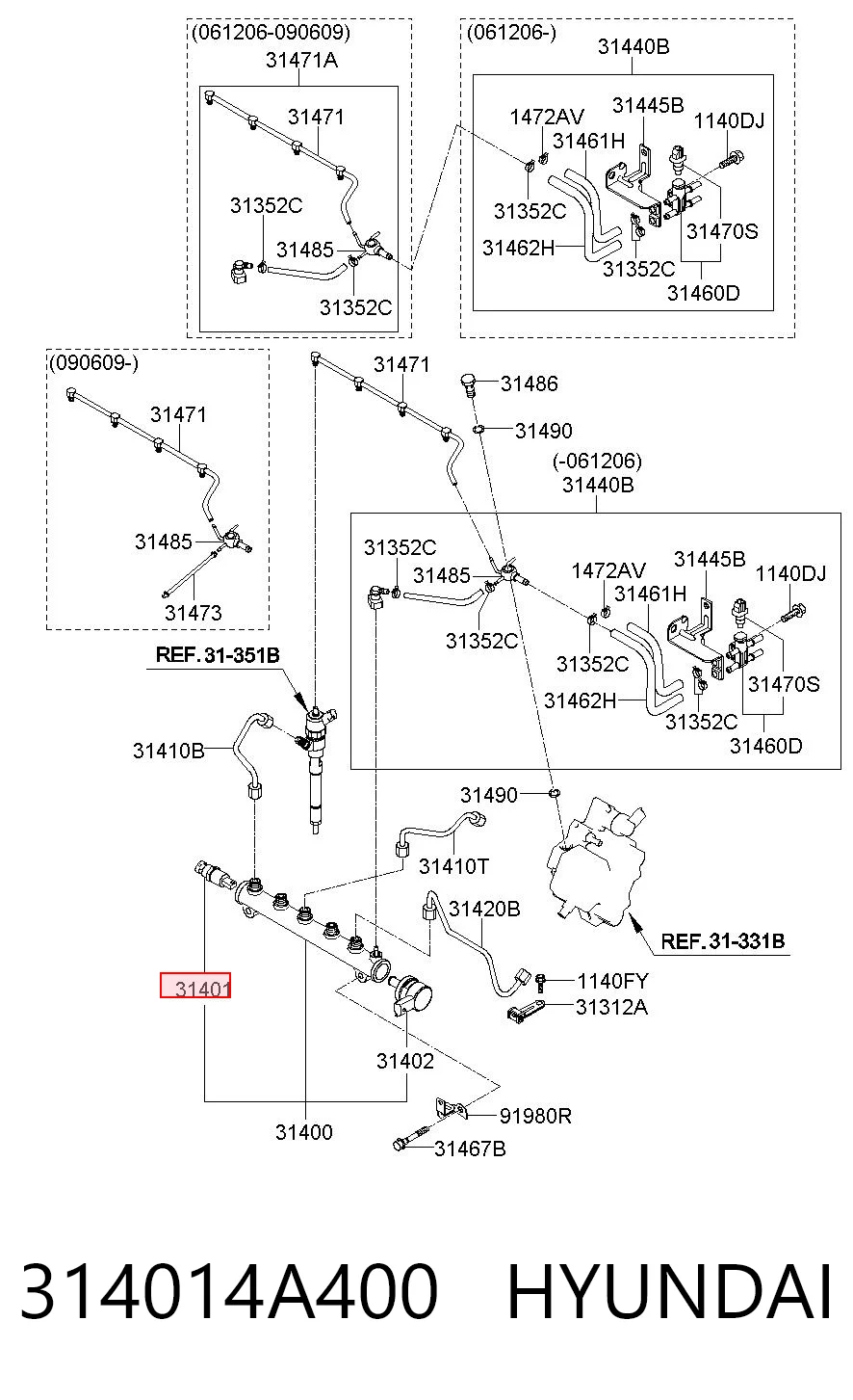 Sensor de pressão de combustível para Hyundai Accent III MC