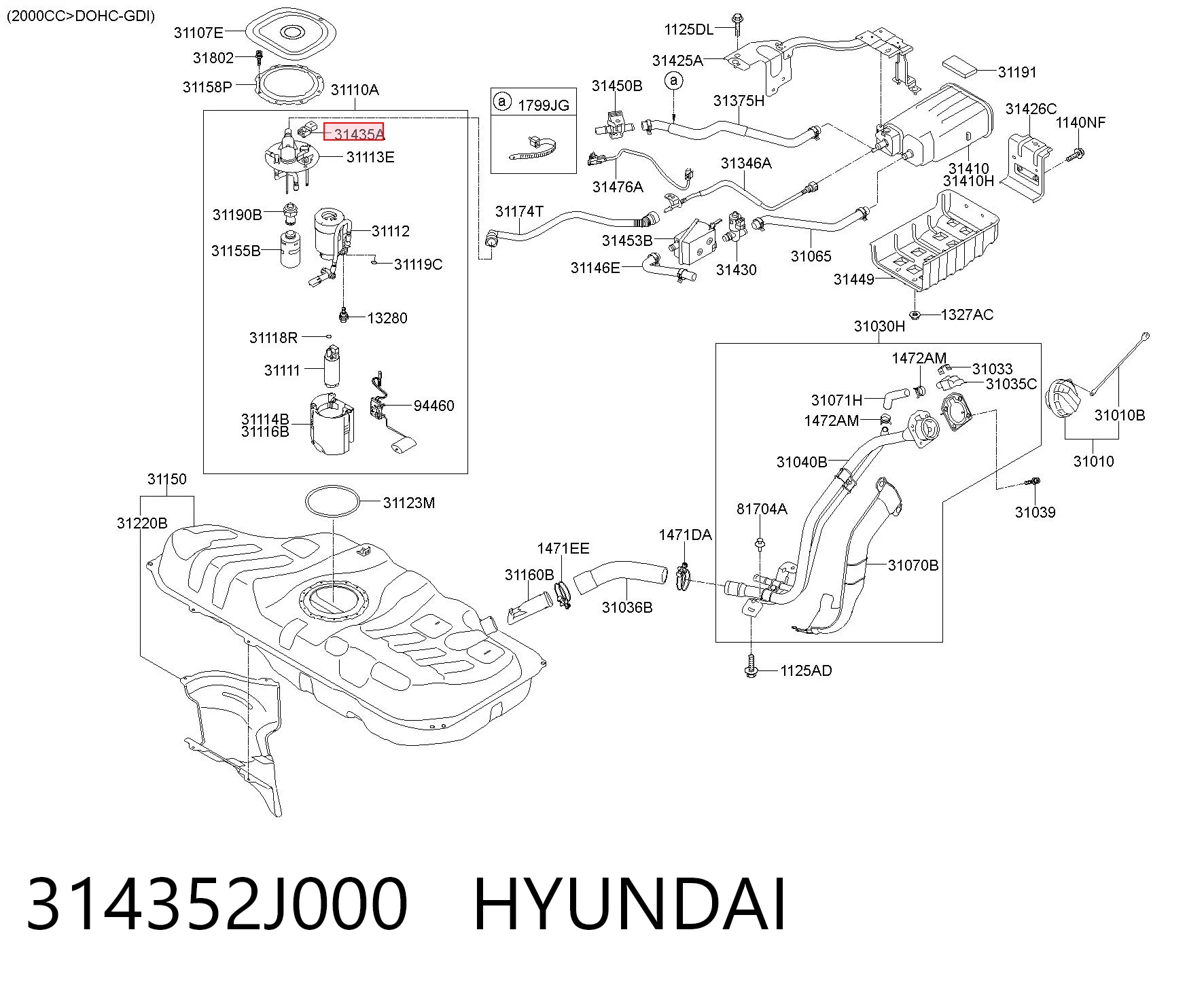 314352J000 Hyundai/Kia Sensor de pressão de combustível