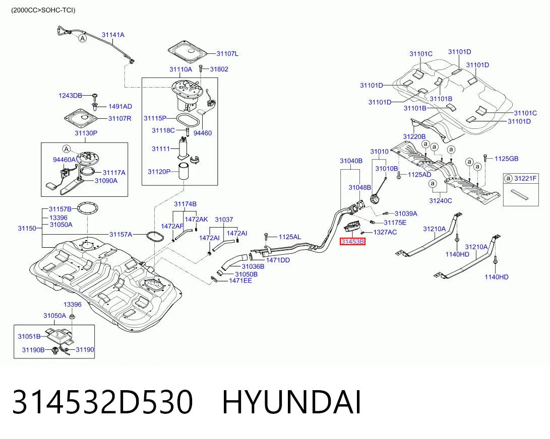 314532D530 Hyundai/Kia Filtro de tanque dos vapores de combustível